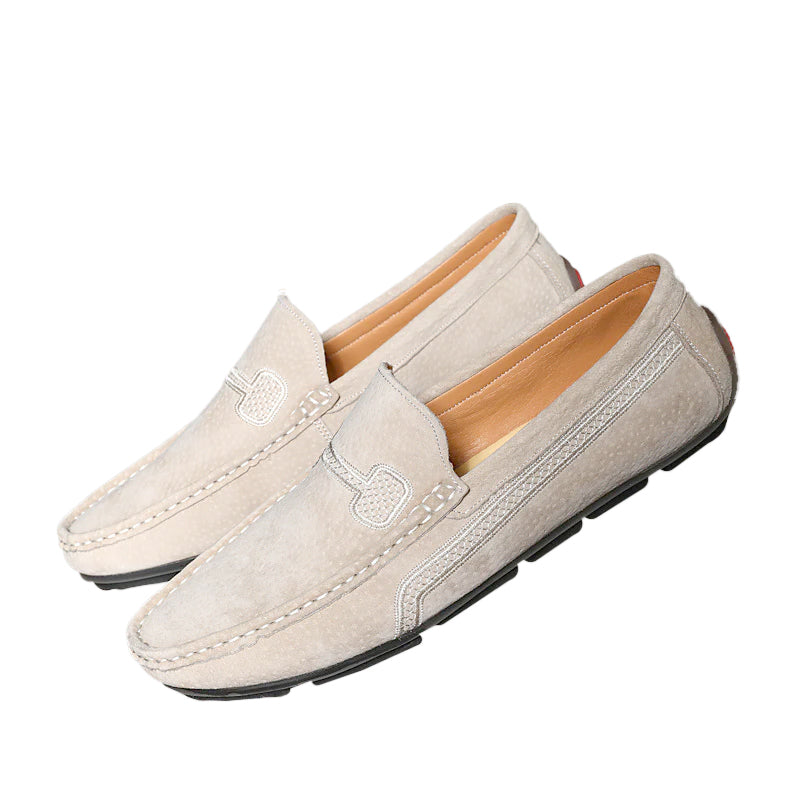 Men's Casual Solid Color Slip On Leather Flat Loafers Shoes 9888555663544