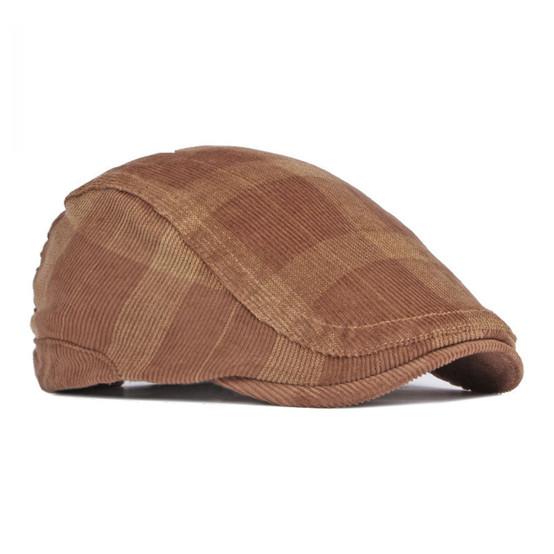 Men's Casual Check Corduroy Beret 9893976473784