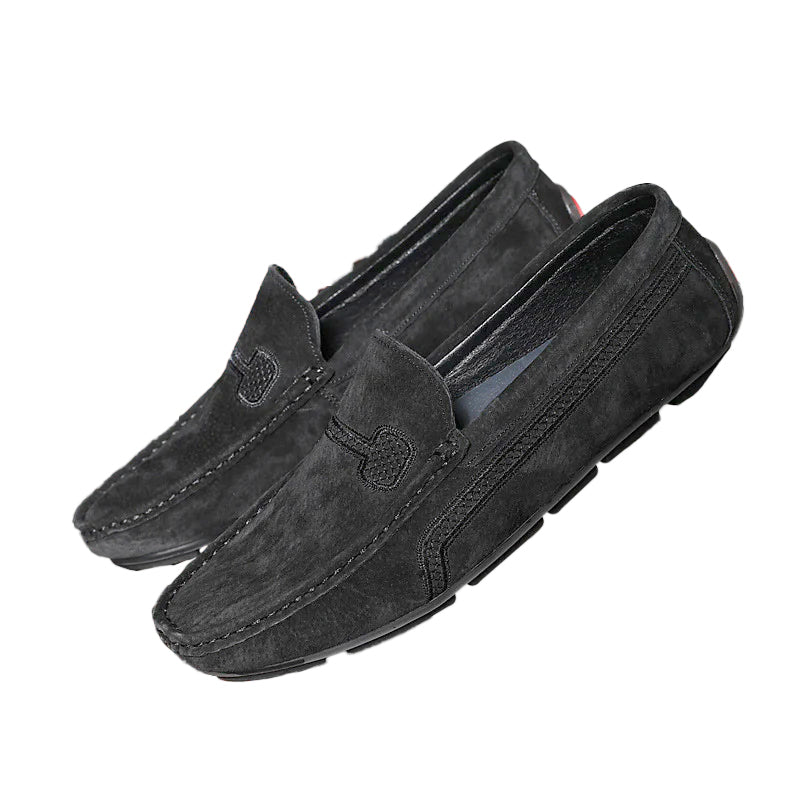 Men's Casual Solid Color Slip On Leather Flat Loafers Shoes 9888555663544
