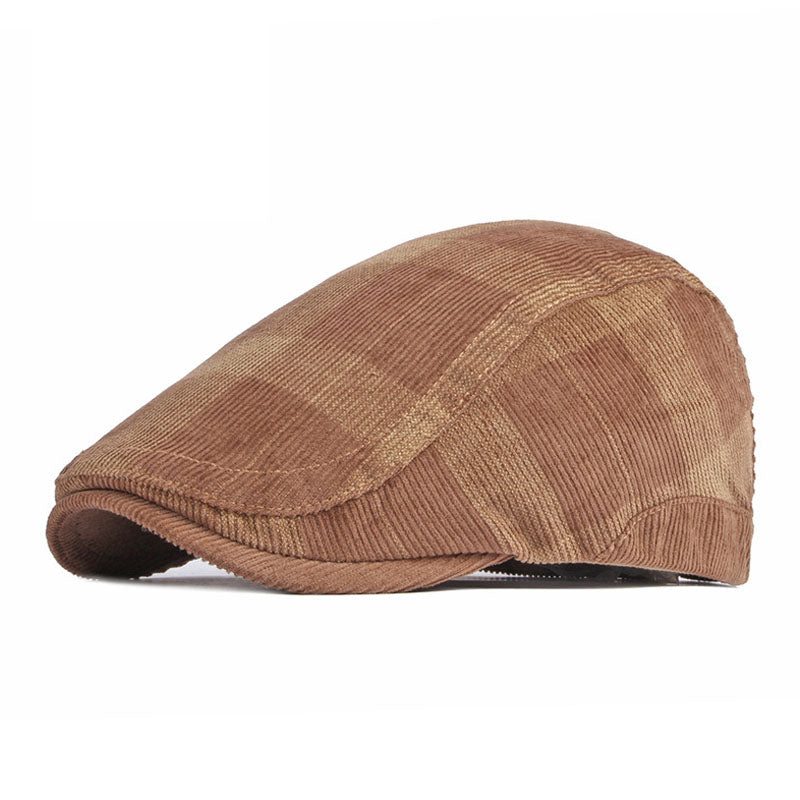 Men's Casual Check Corduroy Beret 9893976473784