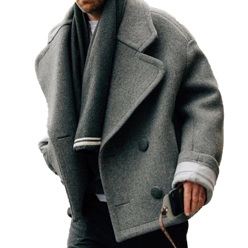 Men's Loose Fit Double Breasted Short Coat 9261077954744