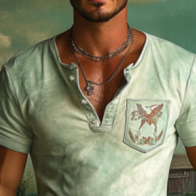Men's Retro 90s Western Style Slim Fit Suede Deep V Neck T-Shirt 9906105548984