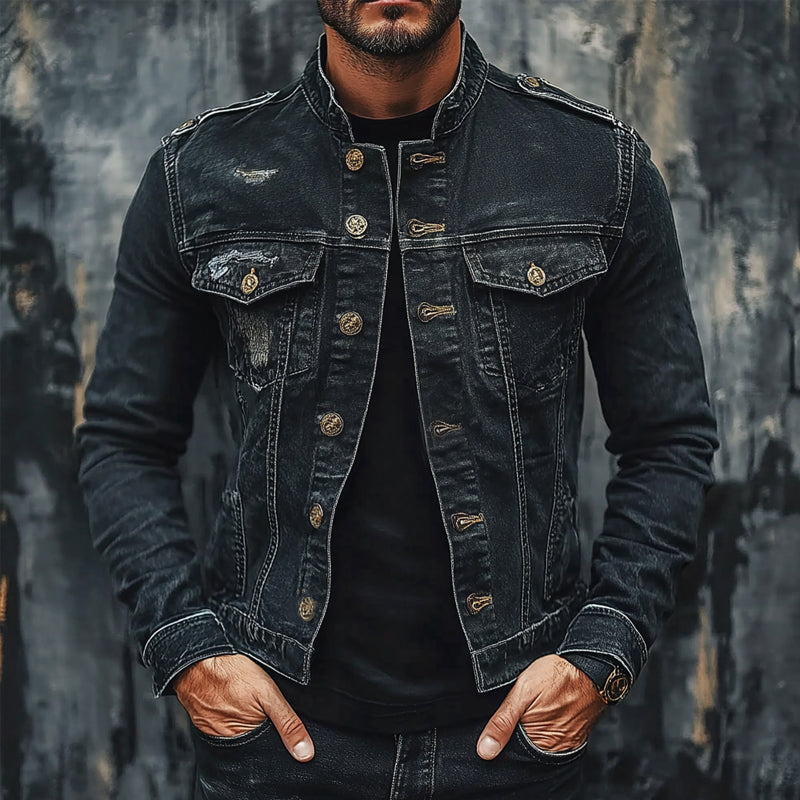 Men's Vintage Ripped Denim Jacket 9906101518520