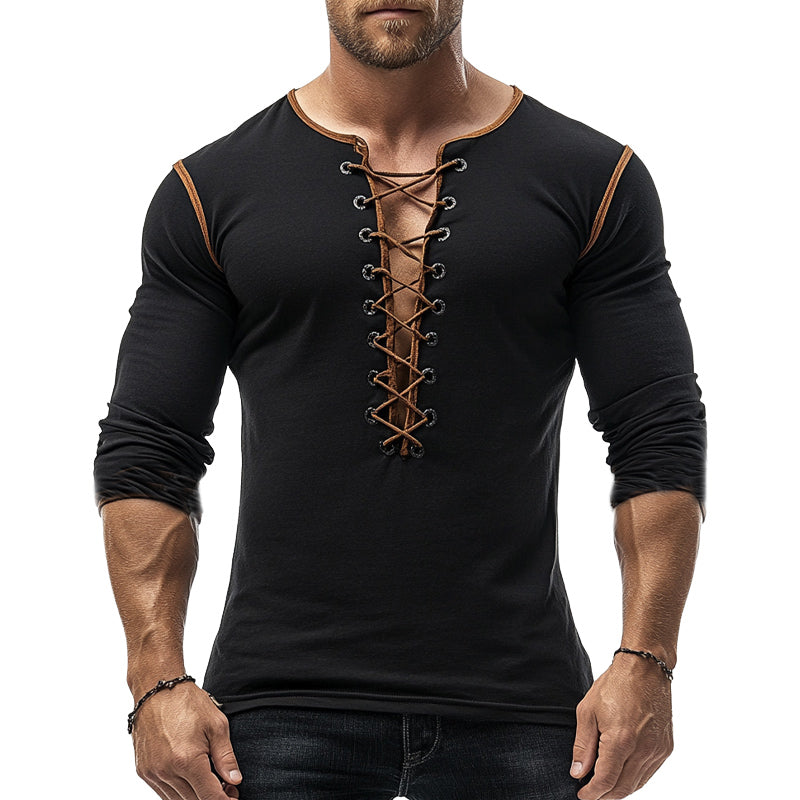 Men's Retro Tie Long Sleeve T-Shirt 9873135042744