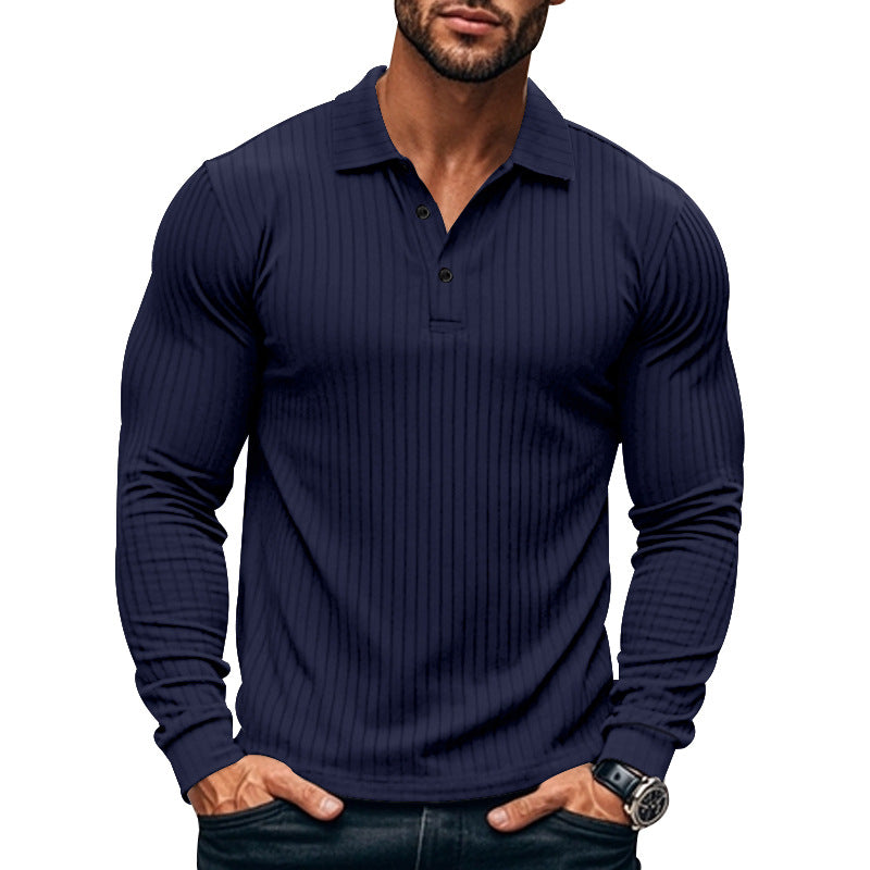 Men's Lapel Fitted Long Sleeved T-shirt241200938 9877963145400