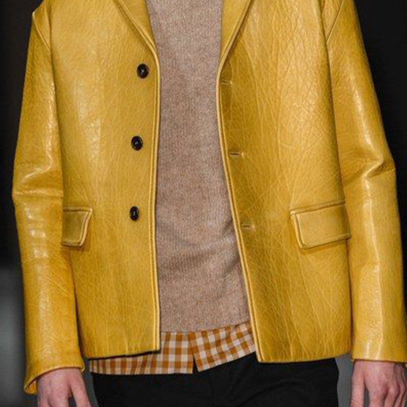 Men's Fashion Casual Single-breasted Textured Leather Blazer 9890061648056