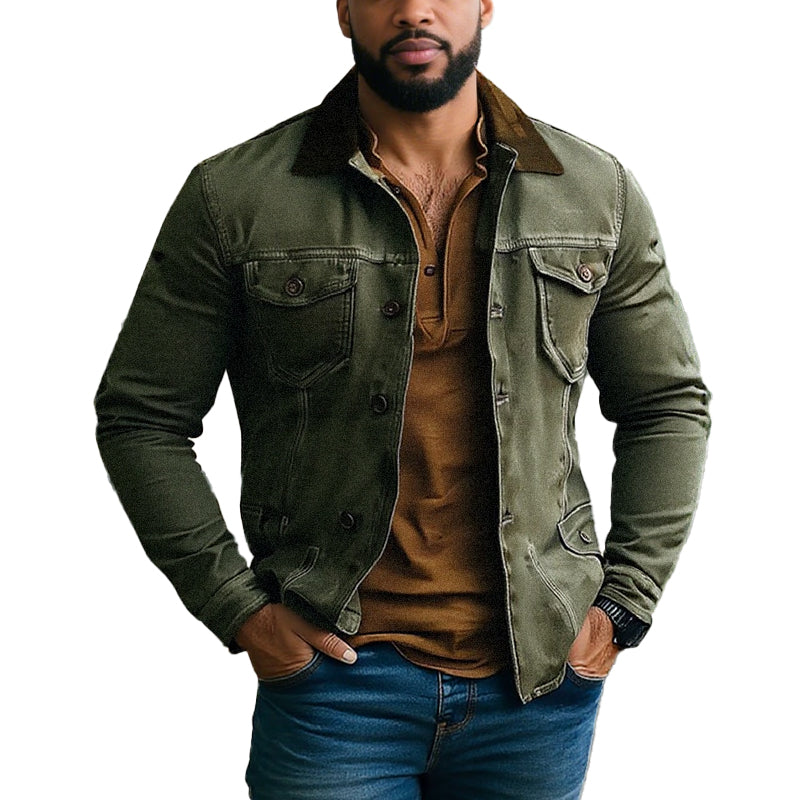 Men's Distressed Denim Jacket 9261079134392