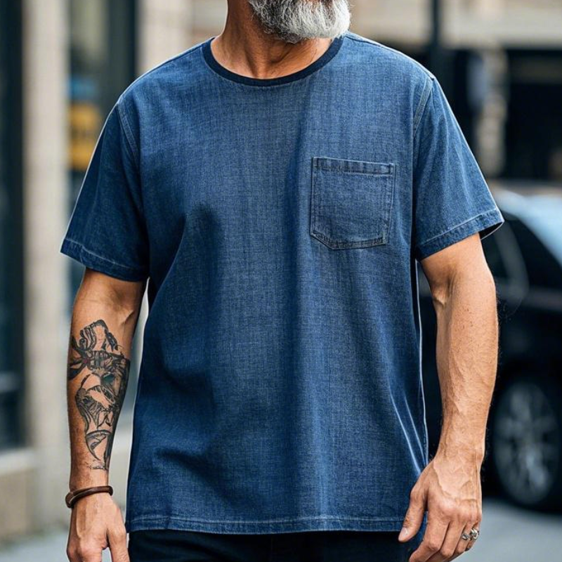 Men's Vintage Casual Loose Round Neck Cotton Blend Short Sleeve T-Shirt 9903594668216