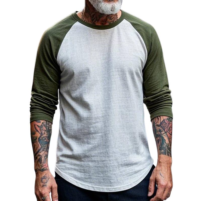 Men's Vintage Casual Round Neck Cotton Blend Raglan Long Sleeve T-shirt 9905397104824