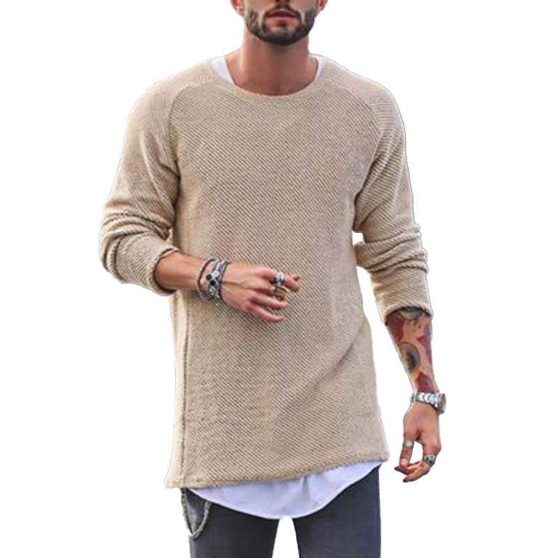 Men's Casual Round Neck Long Sleeve Knit Sweater 9262174732472