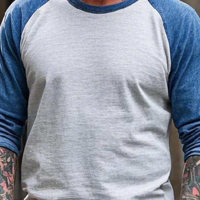 Men's Vintage Western Crew Neck Cotton Blend Raglan Long Sleeve T-shirt 9905397039288