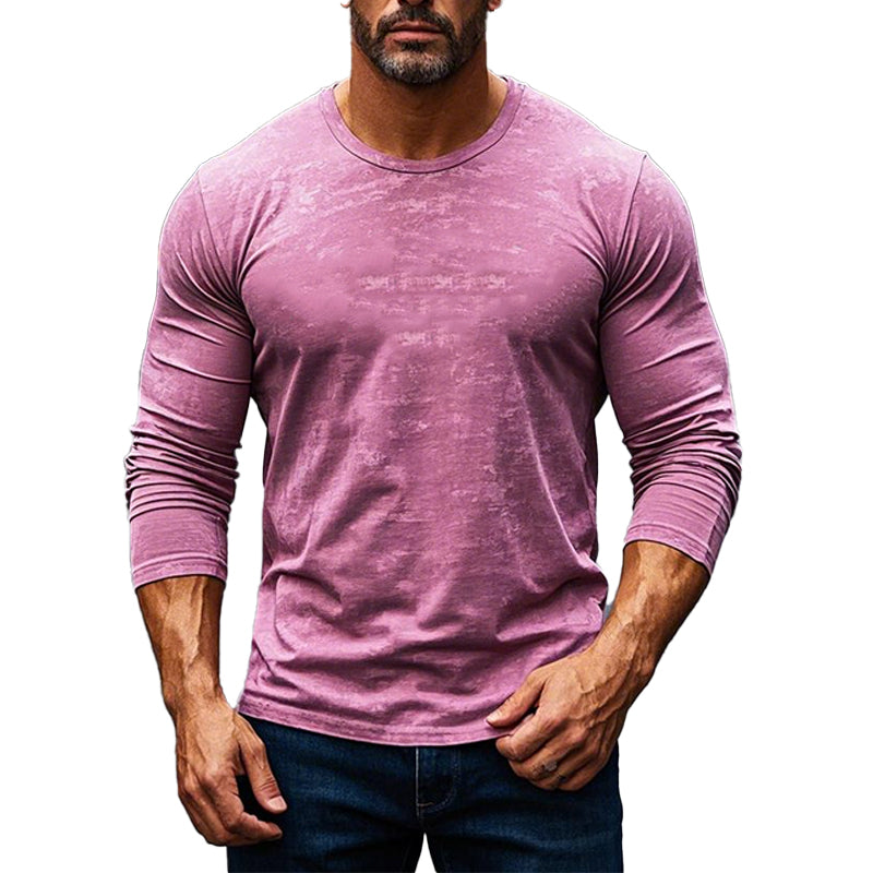 Men's Vintage Velvet Round Neck Long Sleeve T-Shirt 9902009057464