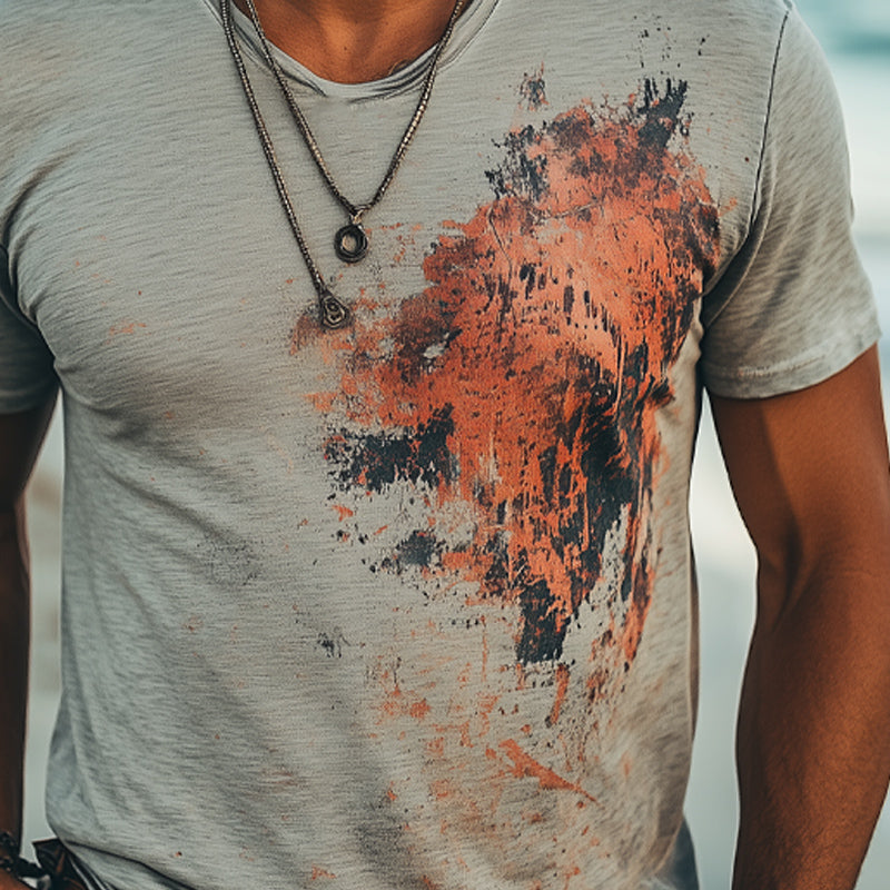 Men's Comfortable and Fashionable Printed Stretch Slim Fit T-Shirt 9934843379896