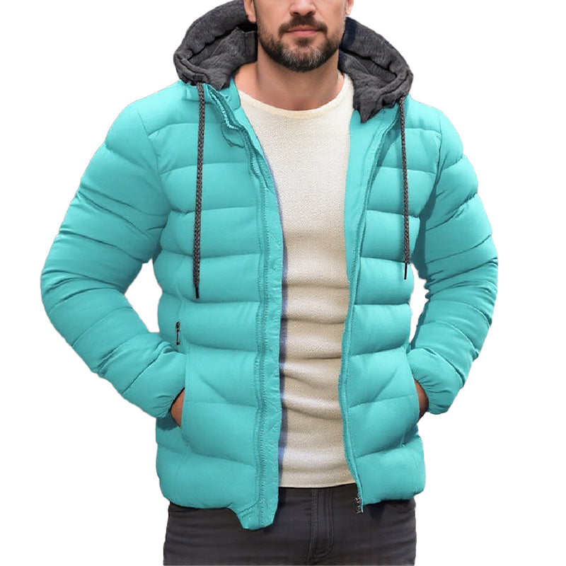 Men's Casual Hooded Long Sleeve Zipper Padded Jacket 9261082902712