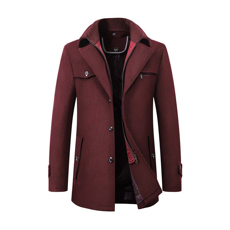 Men's Classic Casual Lapel Multi-pocket Wool Coat 9268189790392