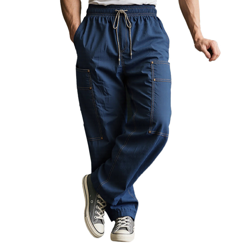 Men's Cargo Style Pocket Drawstring Elastic Waistband Loose Pants 250500850