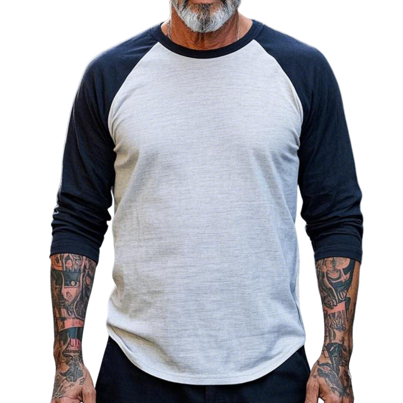 Men's Vintage Classic Crew Neck Cotton Blend Raglan Long Sleeve T-Shirt 9905396908216