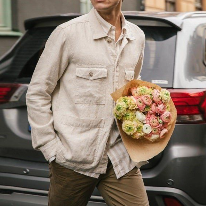 Men's Casual Linen Lapel Single Breasted Multi-Pocket Jacket 9902010269880