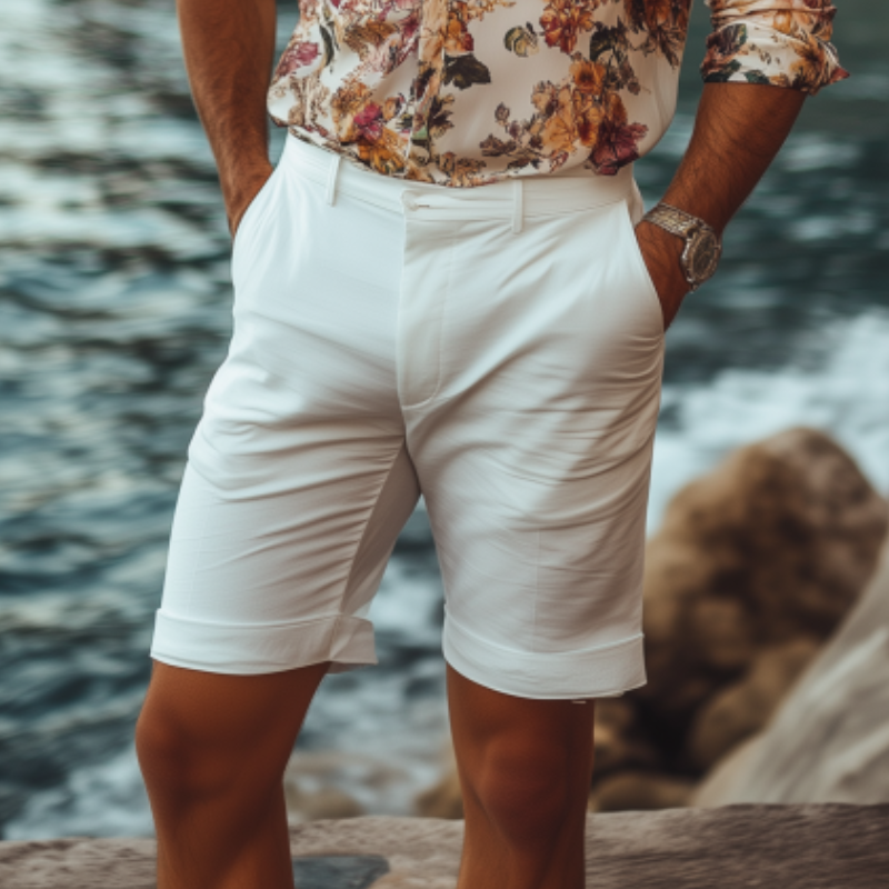 Men's Classic Casual Skin-Friendly Resort Style Cotton Shorts 9918991630520