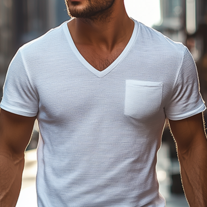 Men's Classic Casual Slim Fit V-Neck Short Sleeve T-Shirt 9907265306808