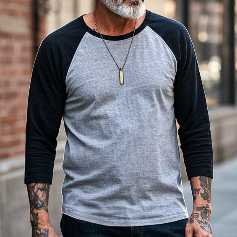 Men's Casual Western Crew Neck Cotton Blend Raglan Long Sleeve T-Shirt 9905396973752