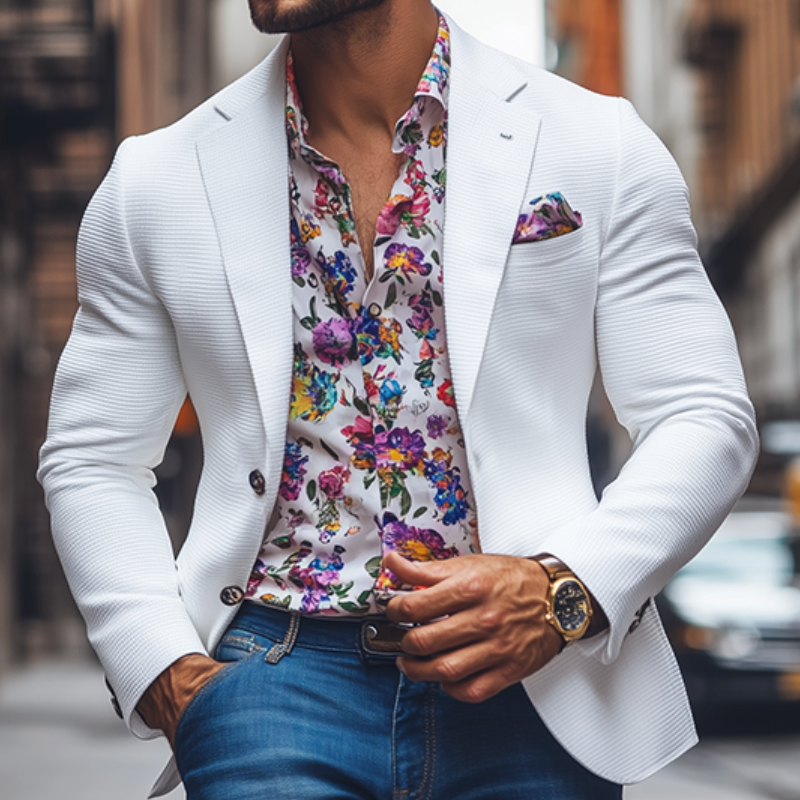 Men's Classic Casual Slim Fit Solid Color Waffle Blazer 9907265208504