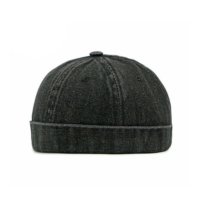 Men's Washed Denim Roll-Up Edge Docker Cap 9949457645752