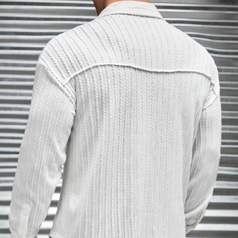 Men's Classic Lapel Skin-friendly Long Sleeve Shirt 9892051714232
