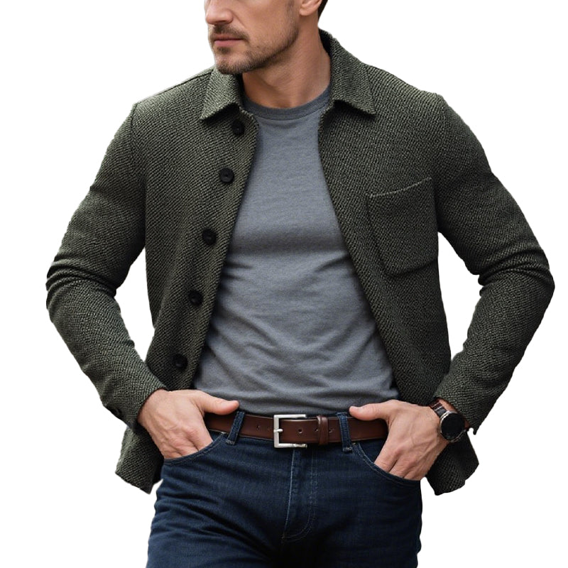 Men's Vintage Tweed Lapel Single Breasted Loose Jacket 9873519378616