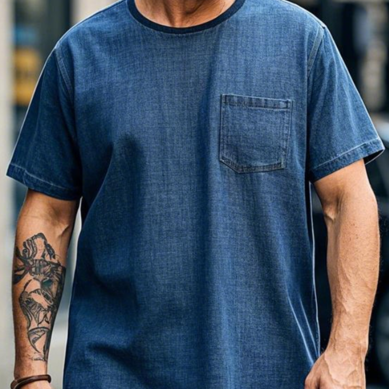 Men's Vintage Casual Loose Round Neck Cotton Blend Short Sleeve T-Shirt 9903594668216