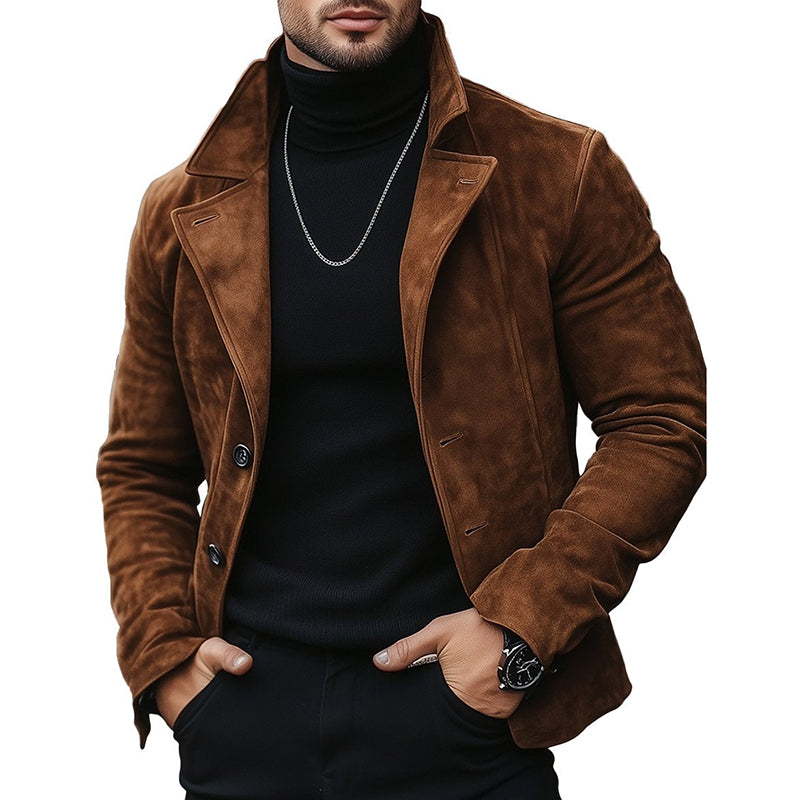 Men's Vintage Suede Casual Lapel 9879124017336