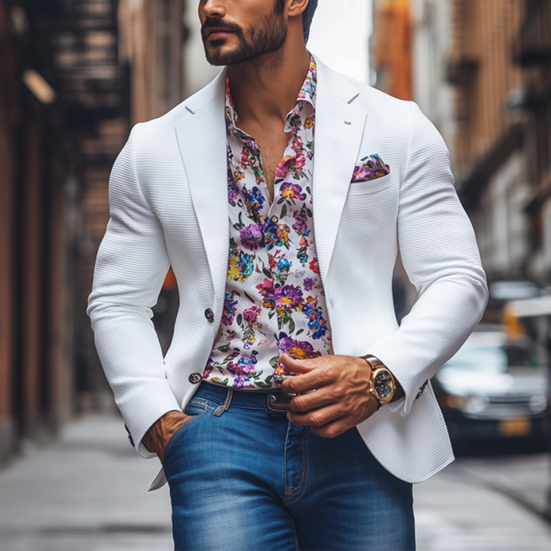Men's Classic Casual Slim Fit Solid Color Waffle Blazer 9907265208504