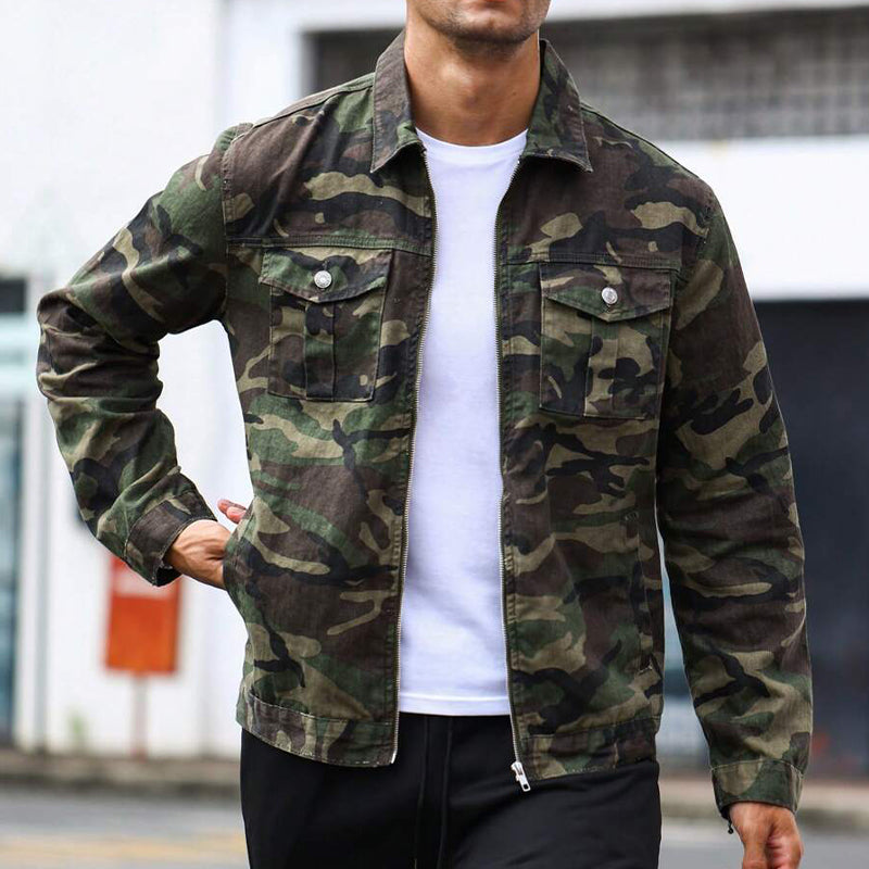 Men's Outdoor Camouflage Lapel Zip-Up Jacket 9899737350328