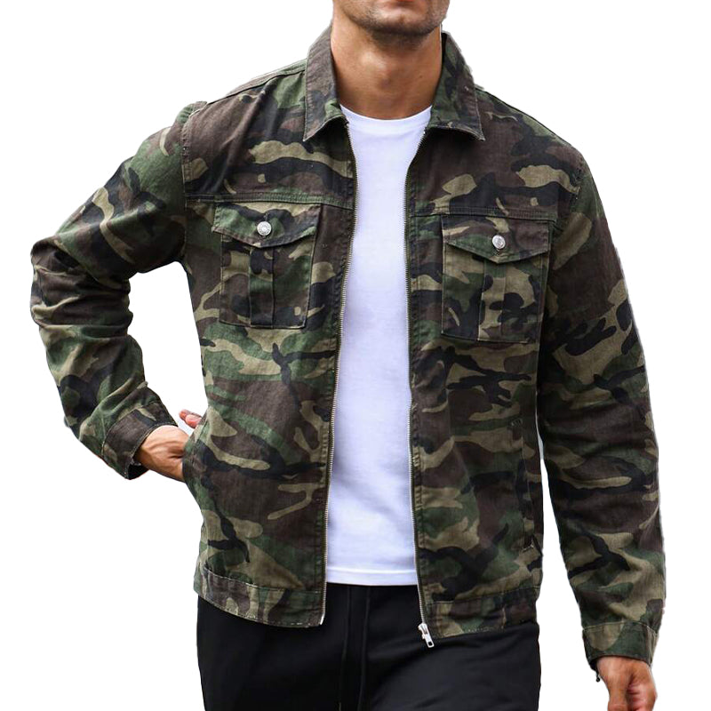 Men's Outdoor Camouflage Lapel Zip-Up Jacket 9899737350328