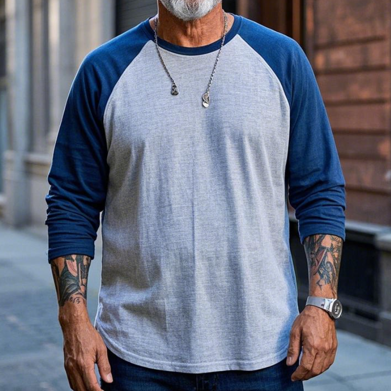 Men's Vintage Western Crew Neck Cotton Blend Raglan Long Sleeve T-shirt 9903258304696