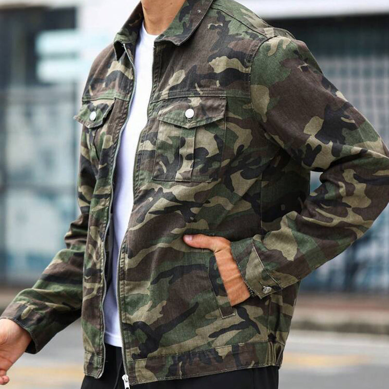 Men's Outdoor Camouflage Lapel Zip-Up Jacket 9899737350328