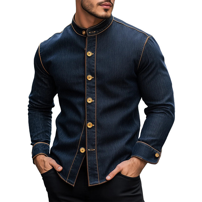 Stylish Stand Collar Denim Jacket 9904640721080