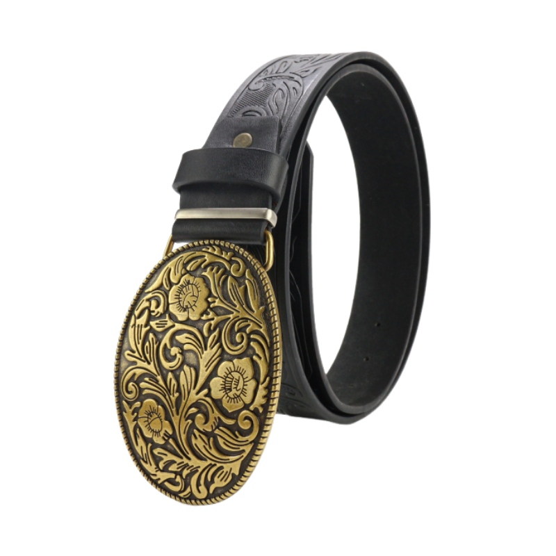 Men's Vintage Engraved Western Cowboy Leather Belt 9893976703160