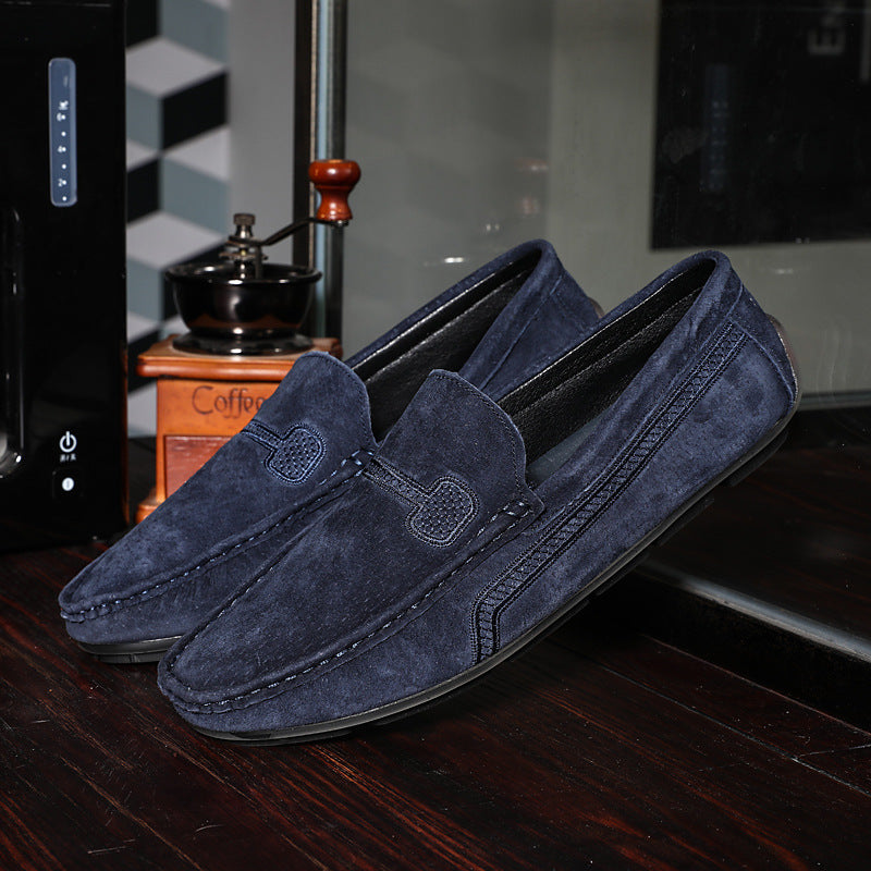 Men's Casual Solid Color Slip On Leather Flat Loafers Shoes 9888555663544
