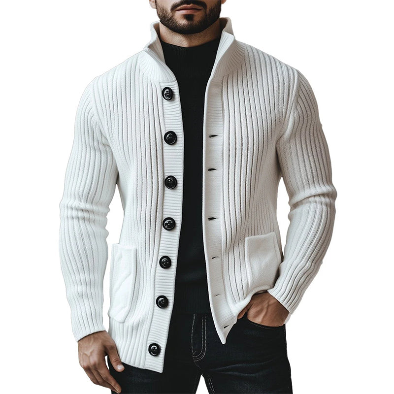 Men's Casual Stand Collar Button Knit Cardigan 9888736313528