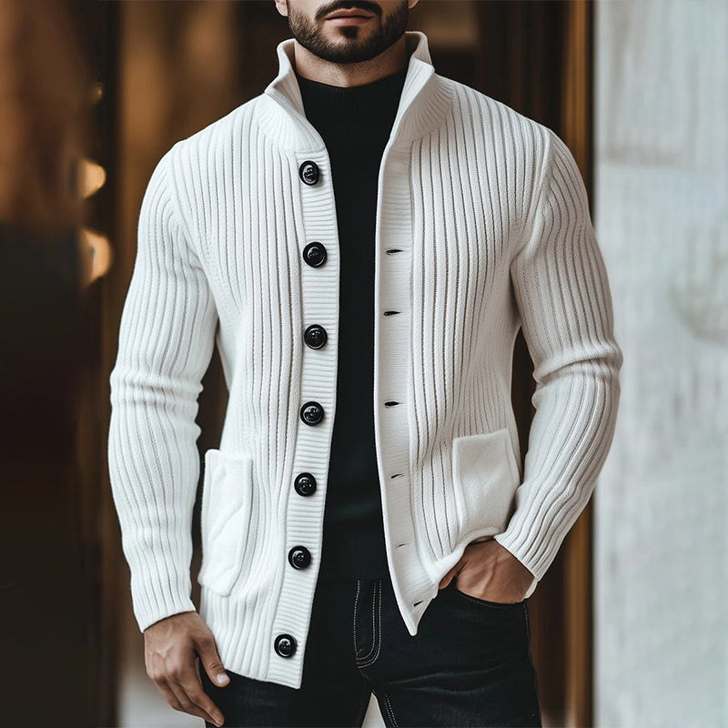 Men's Casual Stand Collar Button Knit Cardigan 9888736313528