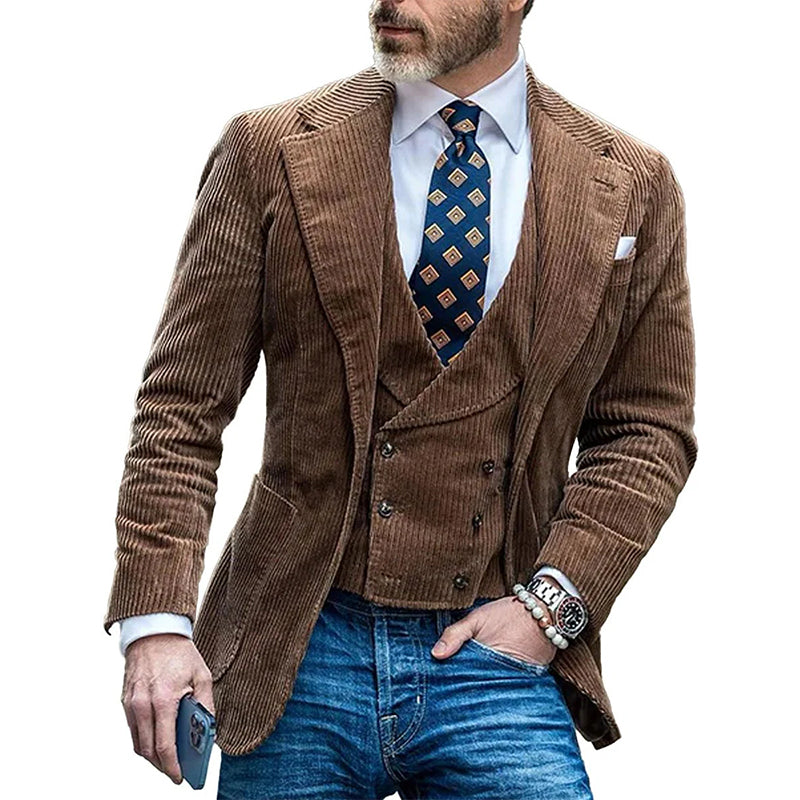 Men's Retro Solid Color Corduroy Casual Blazer 9888734609592