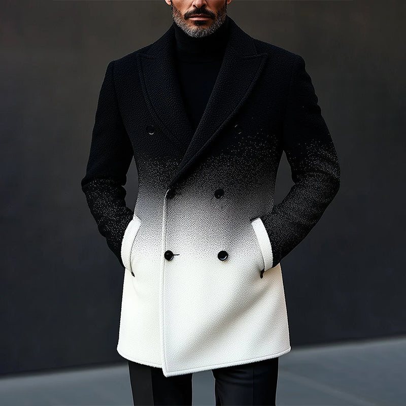 Men's Stylish Gradient Double-breasted Woolen Coat 9888733921464