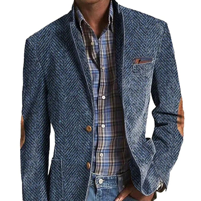Men's Vintage Herringbone Suede 3-Pocket Casual Blazer 9888733823160