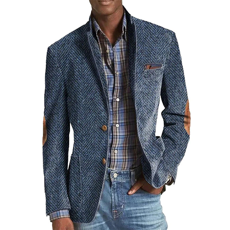 Men's Vintage Herringbone Suede 3-Pocket Casual Blazer 9888733823160