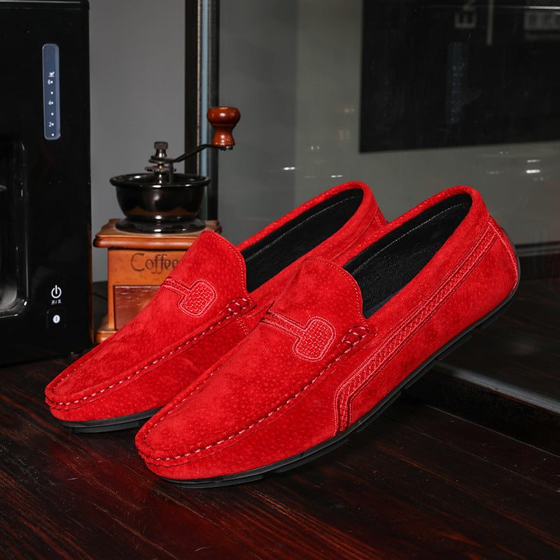 Men's Casual Solid Color Slip On Leather Flat Loafers Shoes 9888555663544