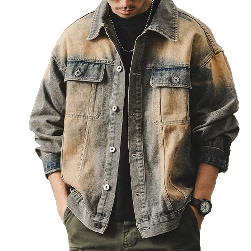 Men's Vintage Denim Lapel Jacket 9884509274296