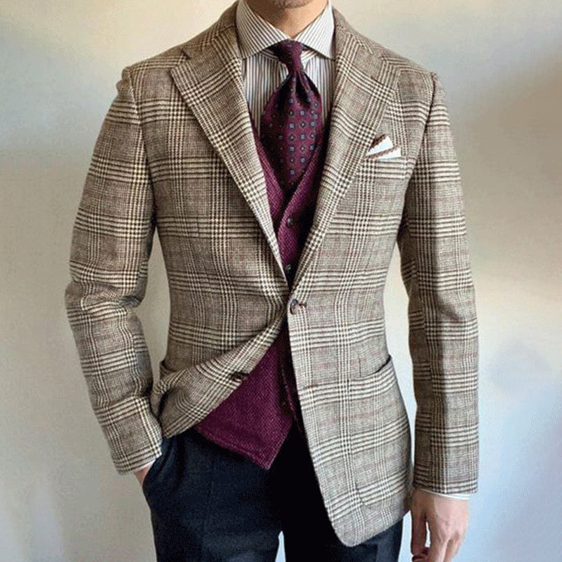 Men's Business Notch Lapel Two Button Chest Pocket Solid Blazer 9888554877112
