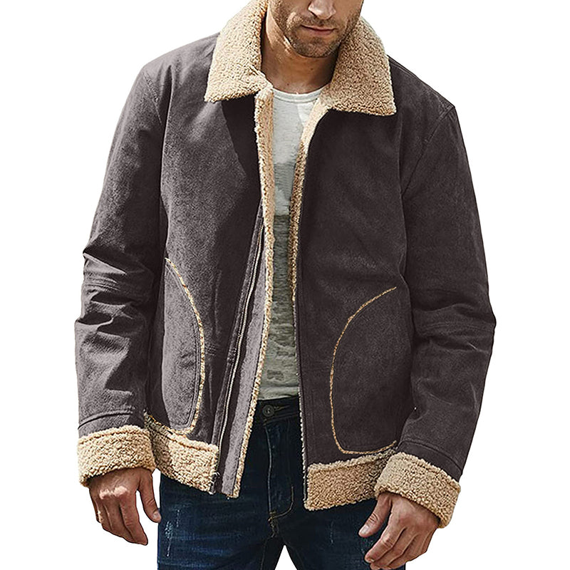 Men's Lapel Leather and Fur 9879610982584