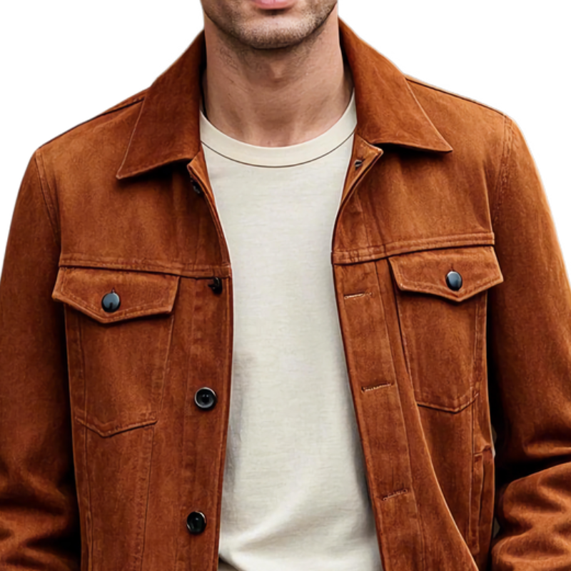 Men's Casual Suede Lapel Single Breasted Slim Fit Jacket 9909012758712